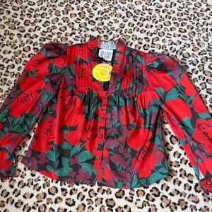 Aldan Blouse - Red Floral Design